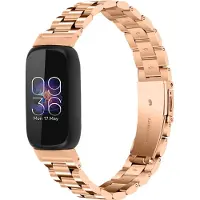 Strap-it Stalen Smartwatch bandje - Geschikt voor Fitbit Inspire 3 stalen bandje - rosé goud - Horlogeband / Polsband / Armband