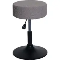 MCW Kruk -C22, kruk make-up kruk, in hoogte verstelbaar draaibaar Ø 37cm stof/textiel bouclé (450g/m²) ~ taupe