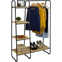 Relaxdays kledingrek met plankjes - 150 x 100 x 41 cm - industrieel - slaapkamer - zwart