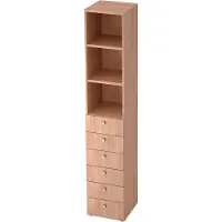 Hammerbacher Combinatiekast TOPAS LINE, 6 dossierhoogtes, legborden + 6 laden, notenhout/notenhout