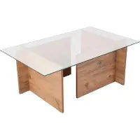 Skye Decor , Vetrino - Atlantic Pine, salontafel, 100% gehard glas, Atlantische den, 105 x 65 x 40 cm
