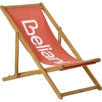 Beliani ANZIO - Strandstoel - Lichthout/Rood - Acaciahout