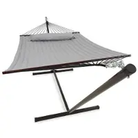 Vita5 Hangmat - met Standaard - 2 Persoons- UV-bestendig - Draaggewicht Tot 200 kg - Grijs