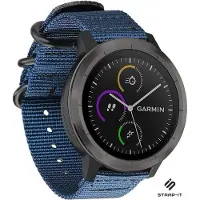 Strap-it Nylon gesp bandje - geschikt voor Garmin Vivoactive 4 45mm / Garmin Venu 2 - blauw
