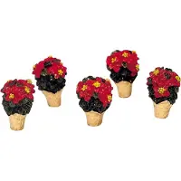 Lemax - Poinsettias - Set Of 5 - Kersthuisjes & Kerstdorpen
