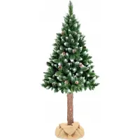 Viking Choice Kunstkerstboom 220 cm Groen - Met Sneeuw en Houten Stam