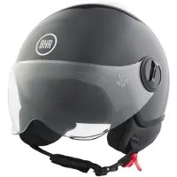 BHR 835 - Vespa helm - Glans Zwart - maat L - Zwarte Jethelm - Scooter en Motorhelm - Helm met Vizier