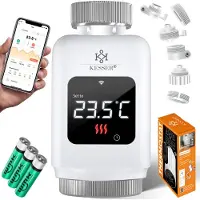 Kesser 3x Slimme Radiatorknop Thermostaatkop Radiator Kraan | Radiatorthermostaat Knop met app-bediening en LCD-scherm - Vierkant, Wit
