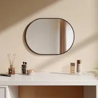 Emke Spiegel - Ovale Spiegel - Zwart - 45x60 cm - met Veiligheidsfolie - Wandspiegel met Rand - Moderne Design
