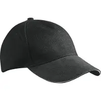 Myrtle beach Volwassenen Unisex 5 Panel Katoenen Broodjesmuts (Zwart/Wit)