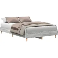 vidaXL Bedframe zonder matras 135x190 cm spaanplaat grijs sonoma