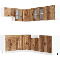 vidaXL 11-delige Keukenkastenset Kalmar bewerkt hout oud houtkleurig