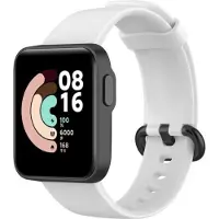 Strap-it Siliconen Smartwatch bandje - Geschikt voor Xiaomi Mi Watch Lite siliconen bandje - wit - Horlogeband / Polsband / Armband