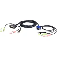 Aten 2L-7DX2U - 1,8 m - VGA (D-Sub) + 3.5mm + USB Type-A - DVI-I + 3.5mm + USB Type-B - Mannelijk - Mannelijk - Zwart - Groen - Roze