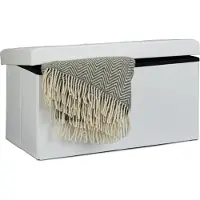 Relaxdays Opvouwbare bank + opslag - Zitbank kunstleer - Bankje wit zwart bruin 76x38x38 wit