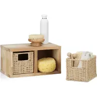 Relaxdays wandrek - hout - met 2 manden - 31 cm breed - zwevend