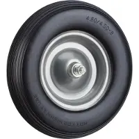 Relaxdays kruiwagenwiel rubber - bolderwagenwiel met as - antilekband stalen velg Zwart-grijs