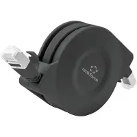 Renkforce RF-4476386 RJ45 patchkabel CAT 6a U/FTP, 1,50 meter, zwart, plat model, inclusief opwikkelaar, 1 stuk.