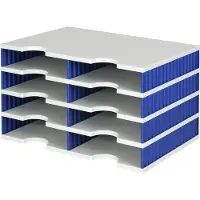 Styro sorteerstation styrodoc Standaard, C4, 4 etages/2 rijen/8 vakken, grijs/blauw