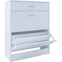 VCM Houten kiepschoenrek Schoenenkast Schoenenkipper 2 kleppen Plank Balia