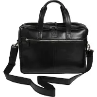 Exacompta Exactive laptoptas leer zwart tot 15,6 inch, 2 hoofdcompartimenten, voorvak, afneembare schouderriem, trolleylus