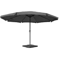 Mendler Parasol Meran Pro, marktparasol met opstaande rand Ø 5m polyester/aluminium 28kg ~ antraciet met standaard