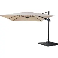 Mendler Zweefparasol -A96, 3x4m (Ø5m) draaibaar, polyester/aluminium 26kg ~ crème met standaard, draaibaar