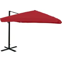 Mendler Zweefparasol -A96, 3x4m (Ø5m) polyester aluminium/staal 26kg ~ klep, bordeaux zonder standaard, draaibaar