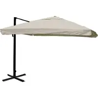 Mendler Zweefparasol -A96, 3x4m (Ø5m) polyester aluminium/staal 26kg ~ Flap, crème-grijs zonder voet, draaibaar