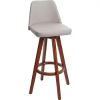 MCW Barkruk -C43, barkruk counter stool, hout imitatieleer draaibaar ~ taupe