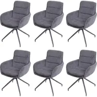 Mendler Set van 6 eetkamerstoelen -K32, keukenstoel, stoel met rugleuning, draaibaar, automatische positionering, stof MVG ~ corduroy grijs