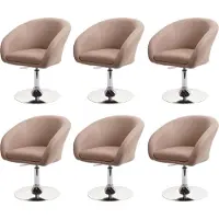 MCW Set van 6 eetkamerstoelen -F19, keukenstoel draaistoel loungestoel, in hoogte verstelbaar ~ kunstleer taupe