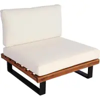 MCW Loungestoel -H54, tuinstoel, gesponnen polyaciahout MVG-gecertificeerd aluminium ~ bruin, bekleding crème wit
