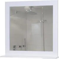 Mendler Wandspiegel -F75, badkamerspiegel, landhuisplank 58x59x12cm wit