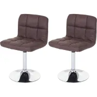 MCW Set van 2 eetkamerstoelen Kavala, draaistoel, imitatie suède chroom ~ vintage donkerbruin