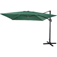 Mendler Zweefparasol -A96, parasol 3x3m (Ø4.24m) polyester aluminium/staal 23kg ~ donkergroen zonder voet