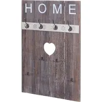 MCW Wandgarderobe -C89 Home, garderobe paneel garderobe, shabby look vintage, 8 haken 91x60cm ~ bruin, shabby