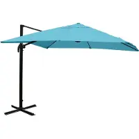Mendler Zweefparasol -A96, 3,5x3,5m (Ø4,95m) polyester aluminium/staal 25kg ~ turquoise zonder voet