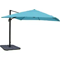 Mendler Zweefparasol -A96, parasol, 3x4m (Ø5m) polyester/aluminium 26kg ~ turquoise met standaard, draaibaar