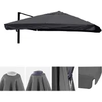 Mendler Vervangingshoes voor zweefparasol -A96 met klep, parasolhoes, 3x4m (Ø5m) polyester 4kg ~ antraciet