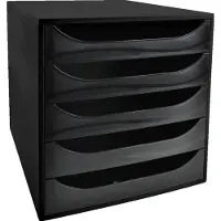 Exacompta ECOBOX ladebox zwart, 5 open laden voor A4/A4+, geruisloos uittrekbaar met veiligheidsstop, compact
