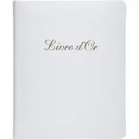 Exacompta Gastenboek Alpillez Wit, echt leer 26x22 cm, 70 blanco vellen, vergé 110 g/m², gouden bies, geschenkverpakking
