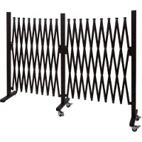 Mendler Afzethek -B34, schaarhek, scheidingshek, aluminium, uitschuifbaar, wieltjes, bruin ~ hoogte 109 cm, breedte 60-530 cm