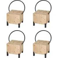 MCW Set van 4 eetkamerstoelen -L76, bezoekersstoel kruk, industrieel metaal massief hout MVG-gecertificeerd, naturel