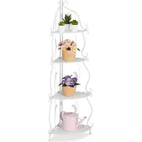 Relaxdays bloemenstandaard hoek - 4 etages - 133 x 30 x 30 cm - inklapbaar - binnen - wit