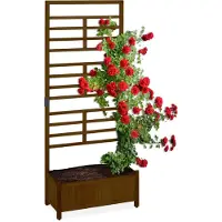 Relaxdays plantenbak met klimrek - rechthoekige bloembak met trellis - klimop - balkon