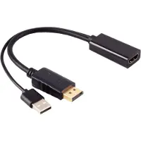 S-Impuls HDMI (v) naar DisplayPort (m) + USB-A (m) actieve adapter | HDMI2.0 | DP1.2 | 4K 60Hz | 0,20 meter