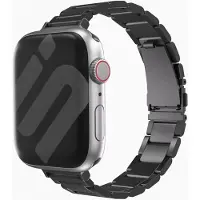Strap-it Luxe 'slim' metalen band - geschikt voor Apple WatchSeries 1/2/3/4/5/6/7/8/9/10/11/SE/SE2/SE3/Ultra (2/3) - slank RVS stalen bandje voor de iWatch maat: 44mm / 45mm / 46mm / 49mm - zwart