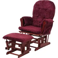 MCW Relaxstoel -C76, schommelstoel met voetenbankje, chenille (465 g/m²) ~ bordeaux, donker frame