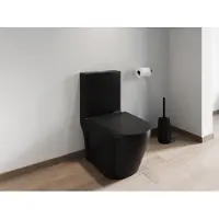 Vente-unique Staande wc van mat zwart keramiek - Horizontale afvoer - NAGILAM